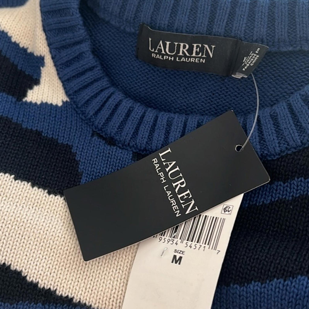 Lauren Ralph Lauren Geometric Combed Cotton Sweater, Size M New w/Tag