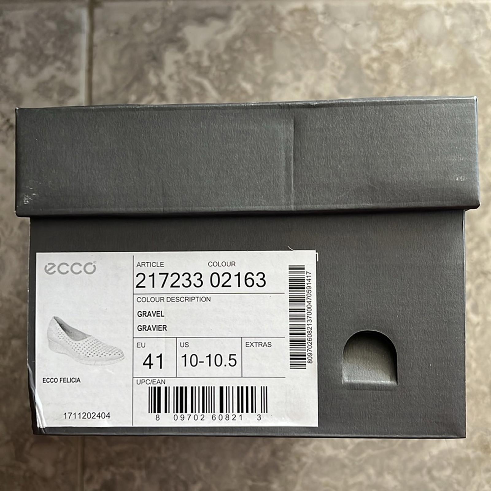 ECCO Felicia Gravel Leather Wedge Heel Shoes, Size EU 41 | US 10-10.5 New in Box