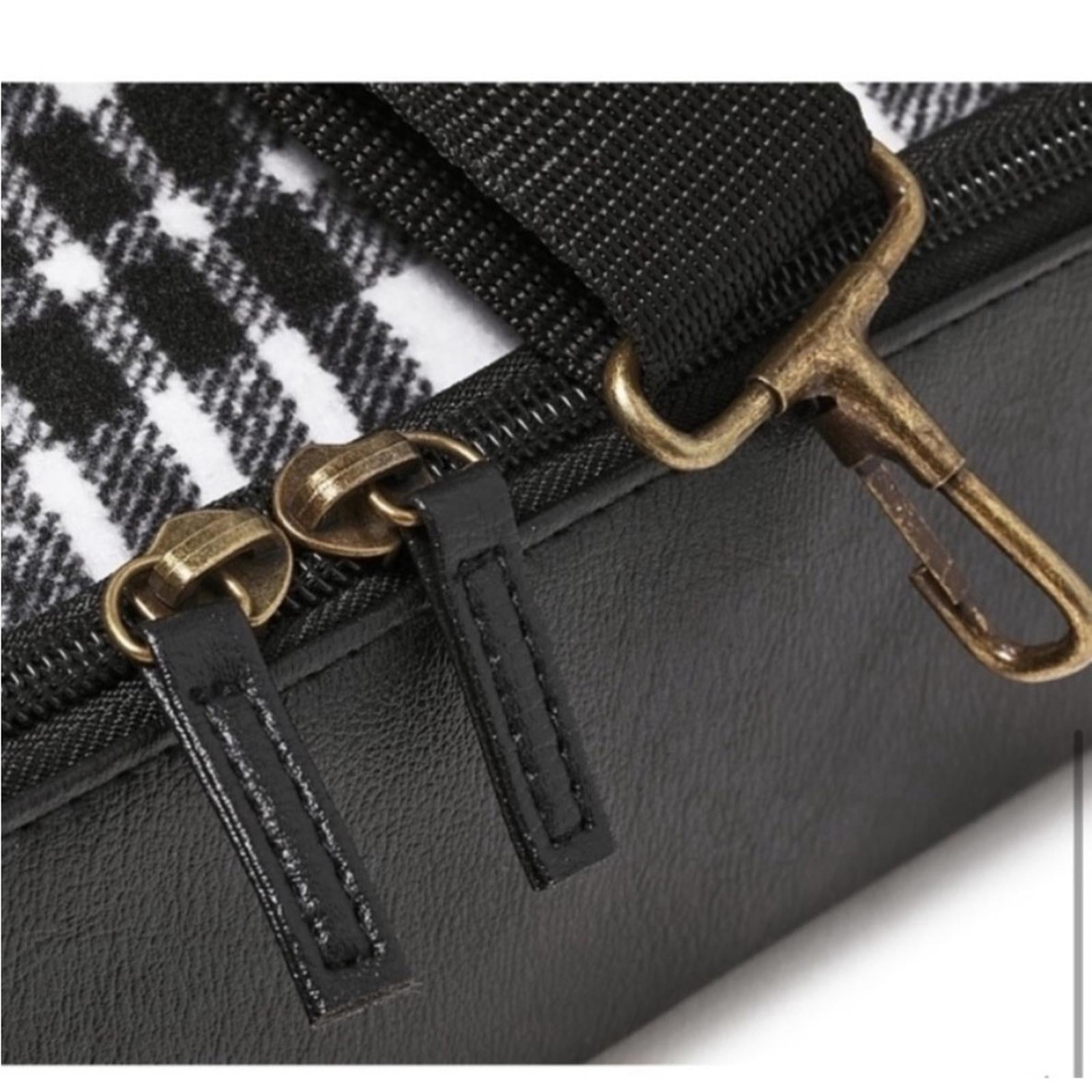NEW Plaid Weekender Bag with Bottom Compartment in Black & White, New w/Tag