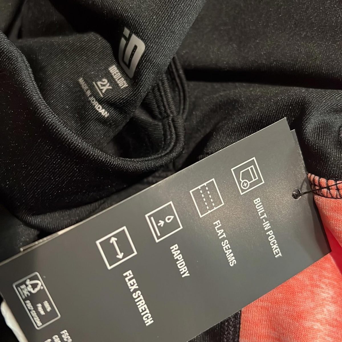 Ideology Essentials Colorblocked Cropped Leggings, Noir Peach Size 2X New w/Tag