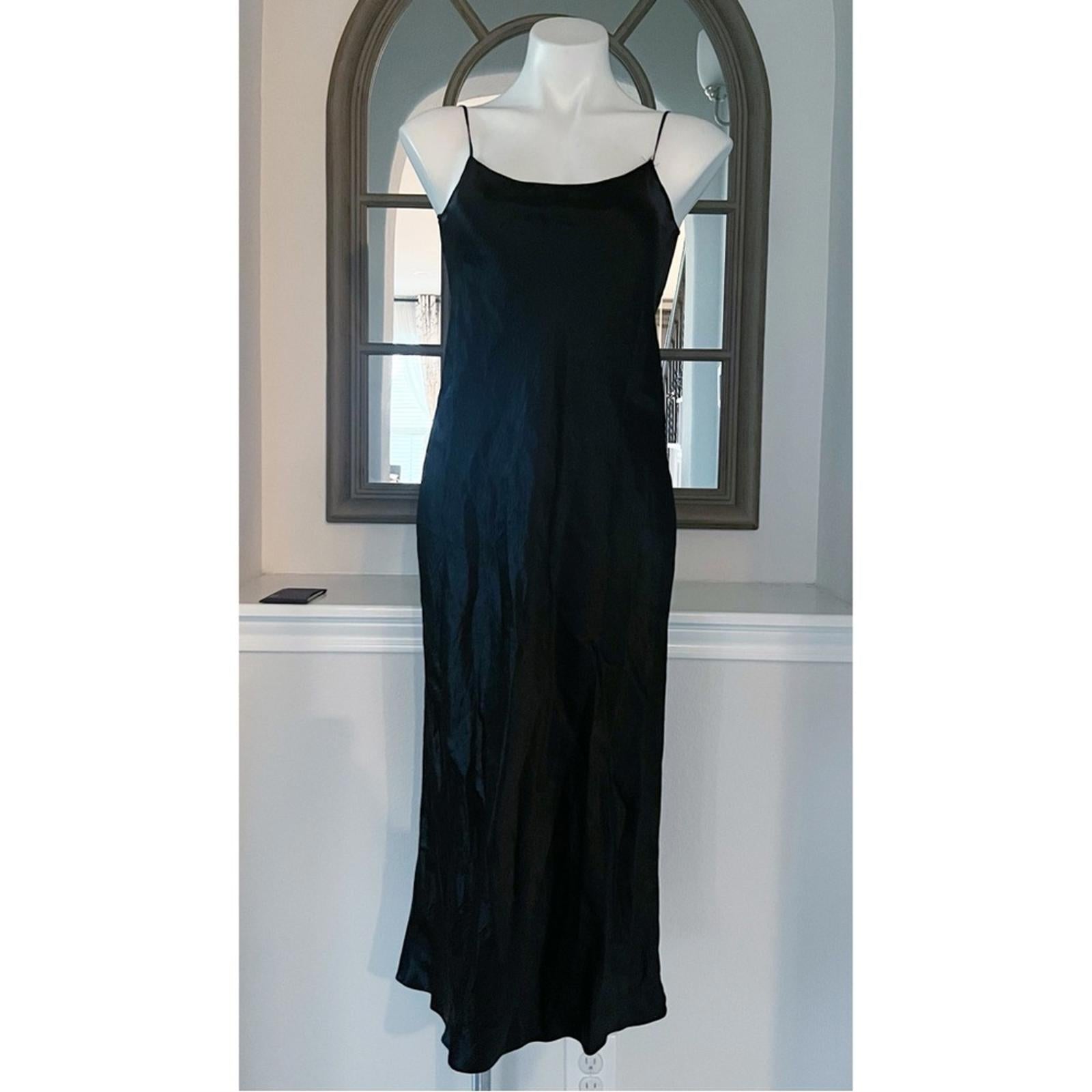 VINCE Satin Slip Dress in Black, Size S New w/Tag Retail $325