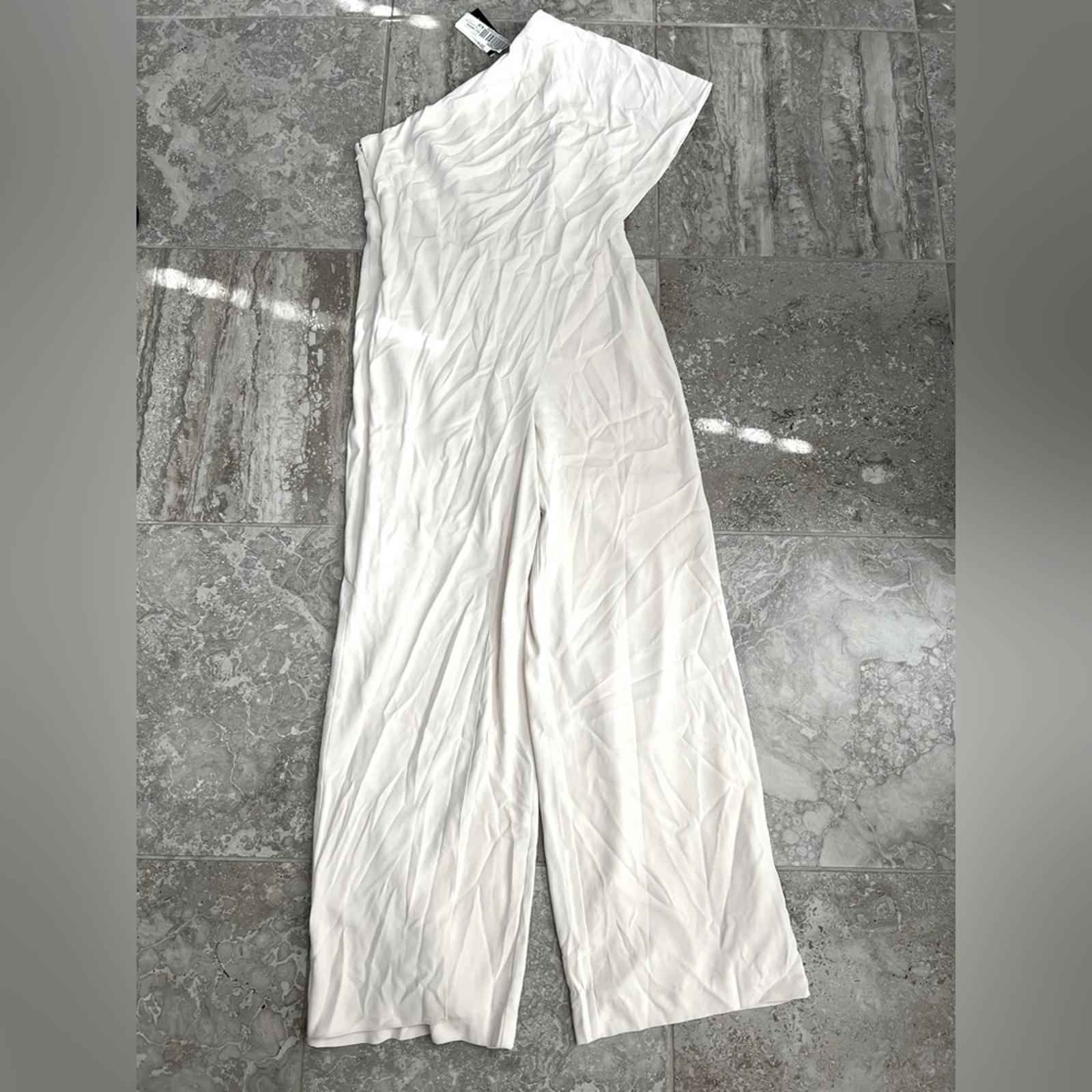 Lauren Ralph Lauren Cape One-Shoulder Jumpsuit in Cream, Size 10 Retail $265