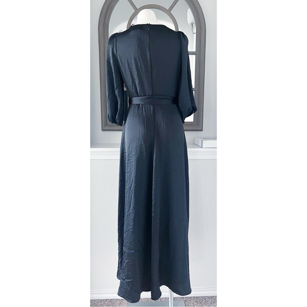 DKNY Balloon-Sleeve Satin Gown in Black, Size 6 New w/Tag Retail $229