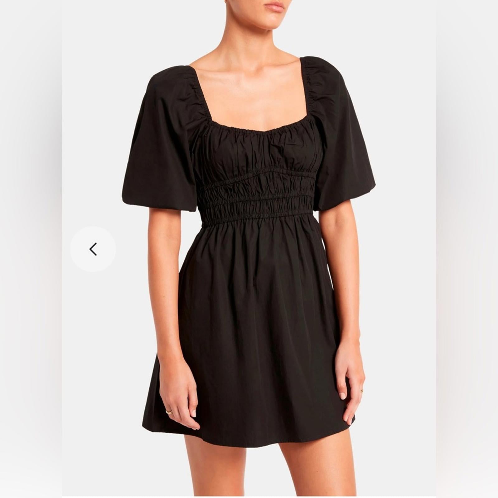 NWT Faithfull the Brand Marinelli Smocked Minidress, Black Size 6 (Sold Out)