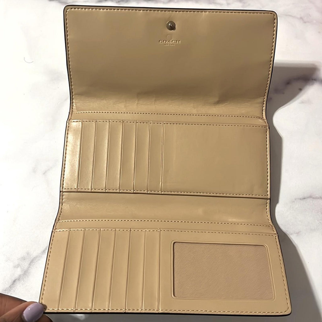 Coach Trifold Leather Wallet with Patchwork, EXCELLENT! Retail $278