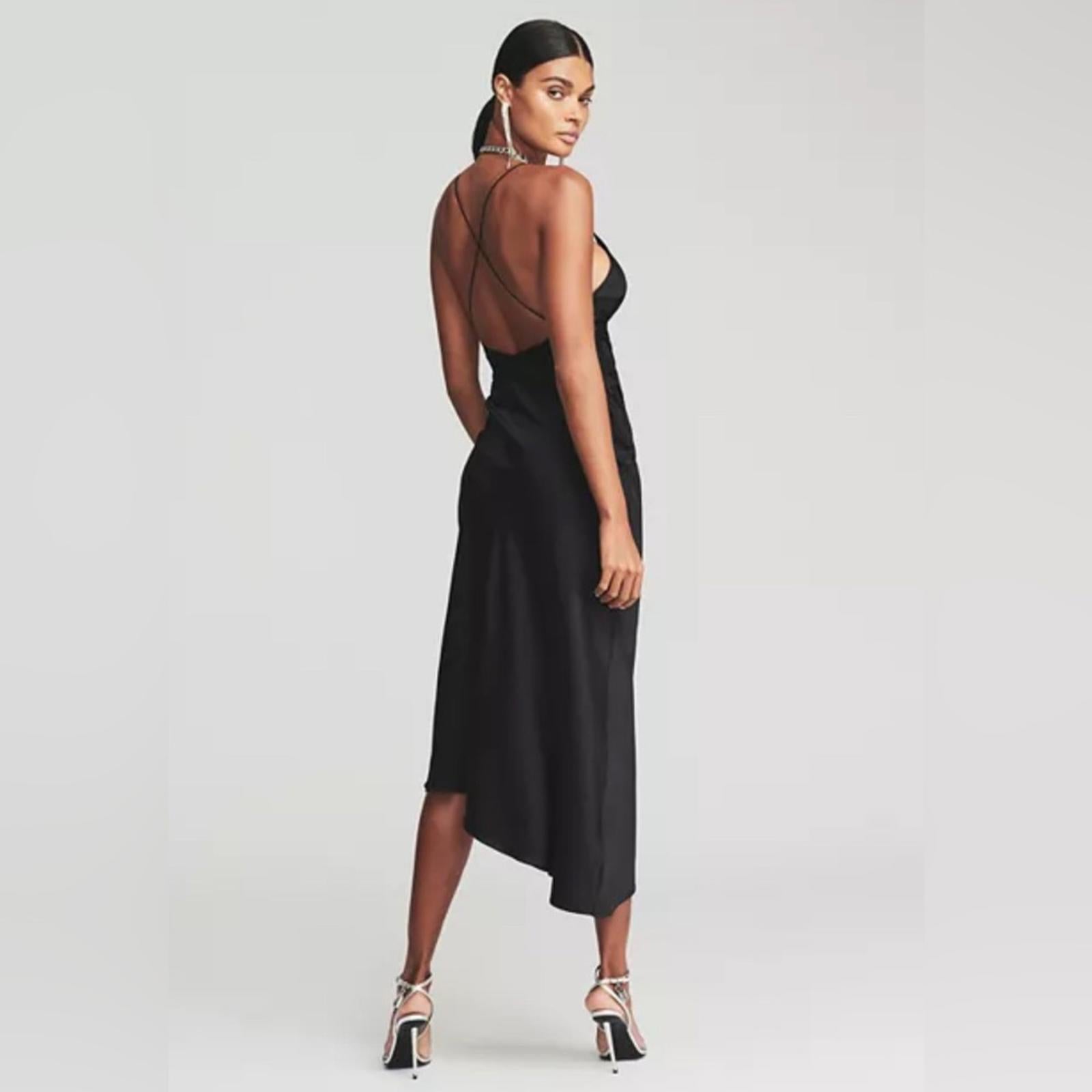 SER.O.YA Emma Sleeveless Silk Stretch Dress in Black, NWT, Size M