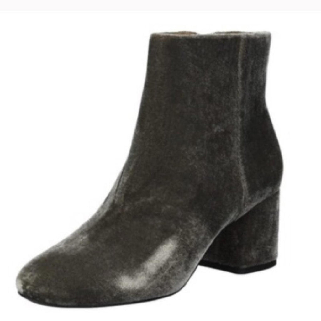 Franco Sarto Suede Velvet Jubilee Booties in Nimbus Grey, Size 7.5 New in Box