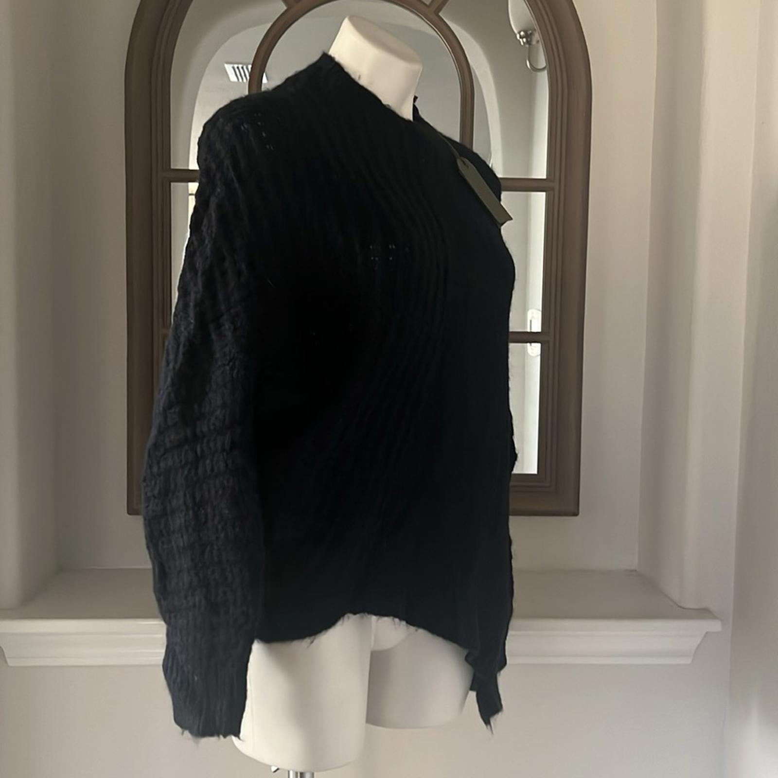 All Saints Selena Mixed Stitch Asymmetric Sweater Midnight Blue Size S New w/Tag