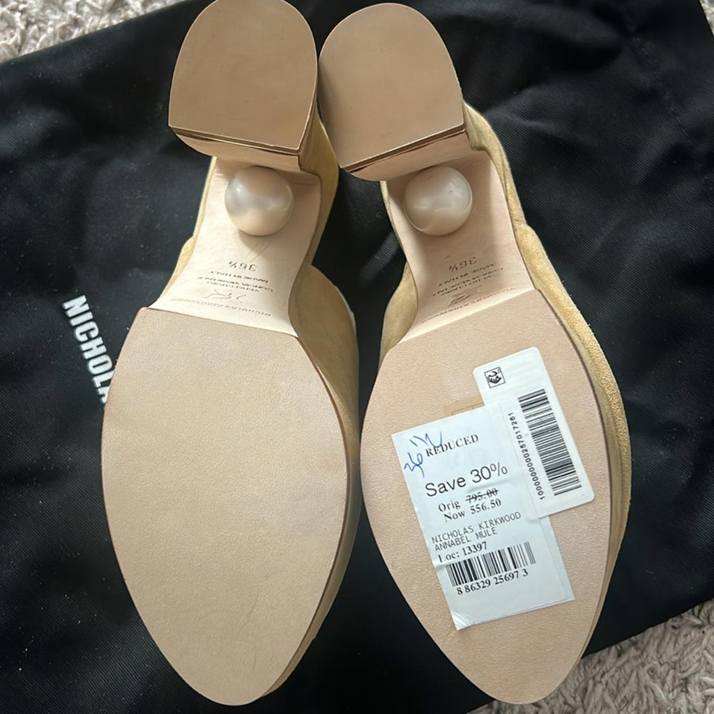 Nicholas Kirkwood Annabel Suede Mule in Hazel Suede Size 36.5 New +DustBag