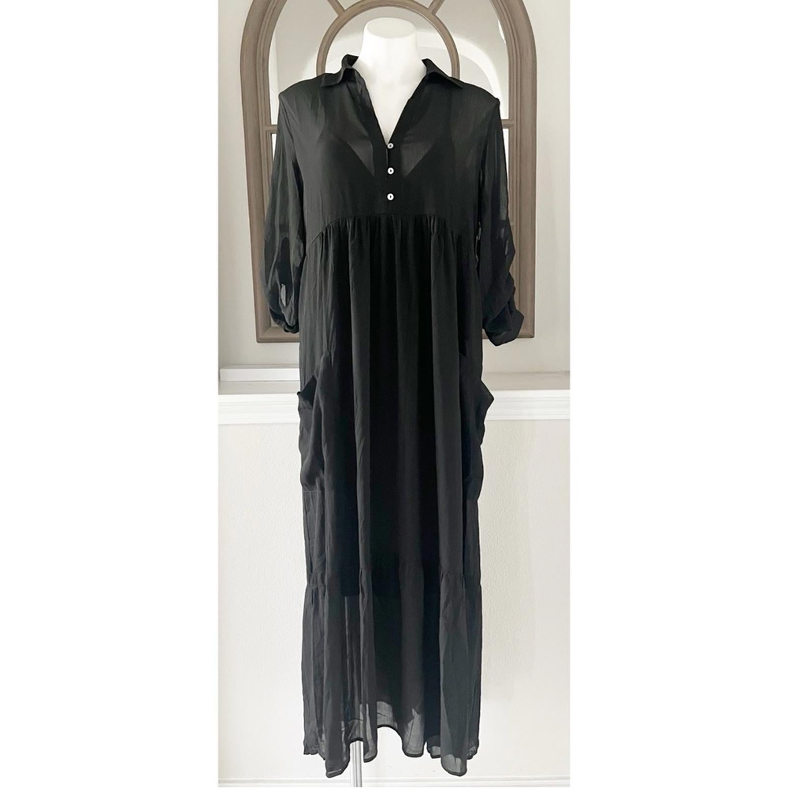 NEW Love Stitch Black Maxi Dress w/Pockets, Size M New w/Tag