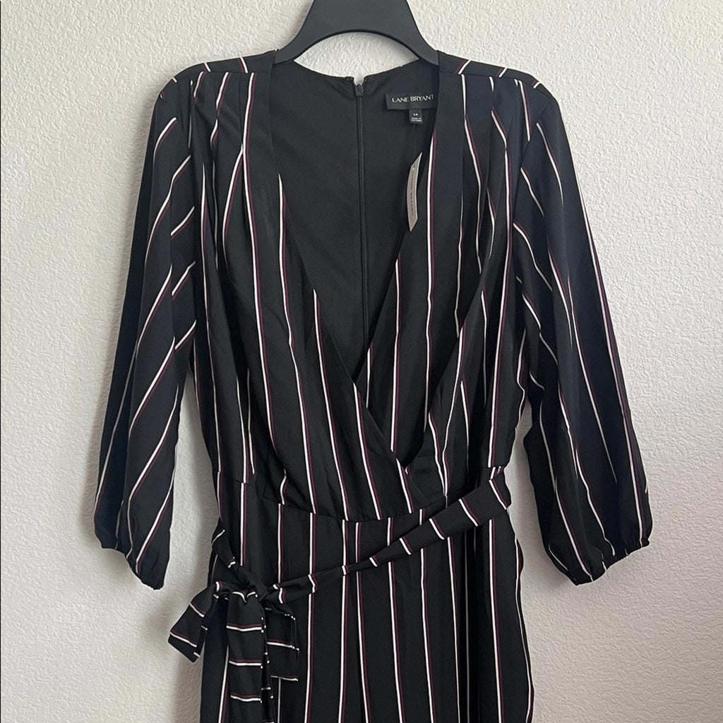 Lane Bryant Striped Faux Wrap Jumpsuit w/Belt, Size 14 New w/Tag
