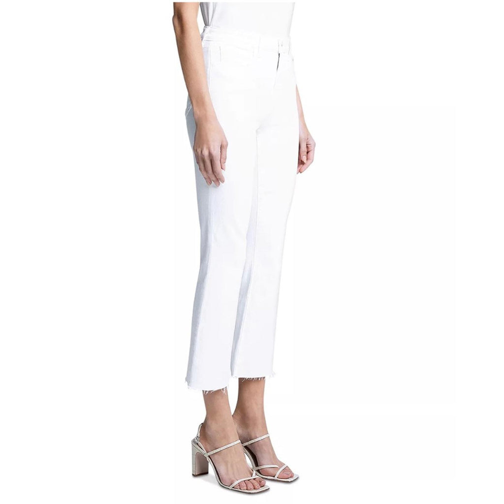 New L'Agence Kendra High-Rise Crop Flare Jeans White, Size 28 New w/Tag $275