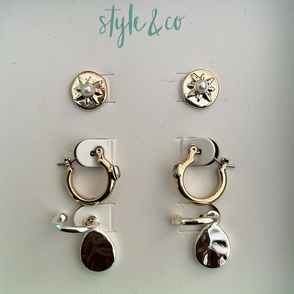 Style & Co 3-Piece Earrings Set, New in Box Retail $24.50