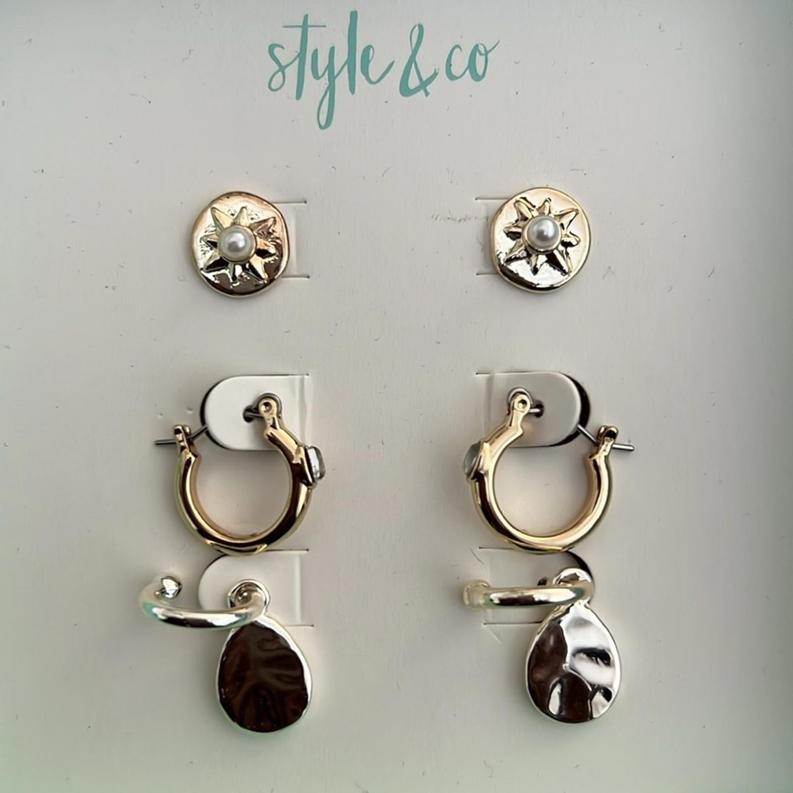 Style & Co 3-Piece Earrings Set, New in Box Retail $24.50