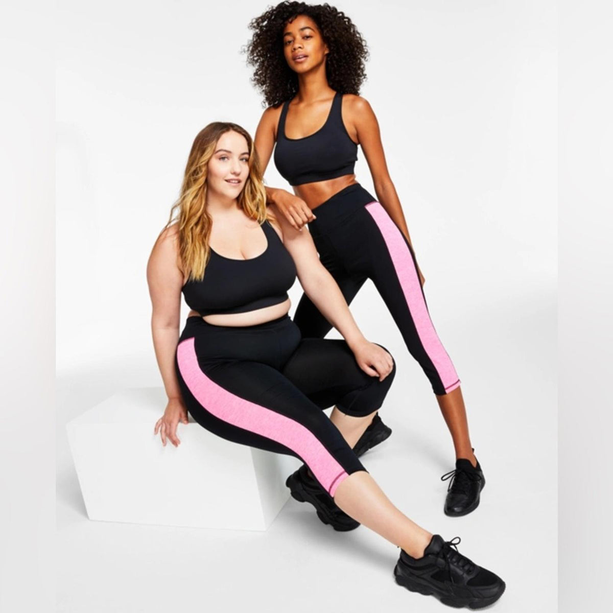 ID Ideology Colorblocked Cropped Leggings, Noir Purple Plus Size 3X New w/Tag