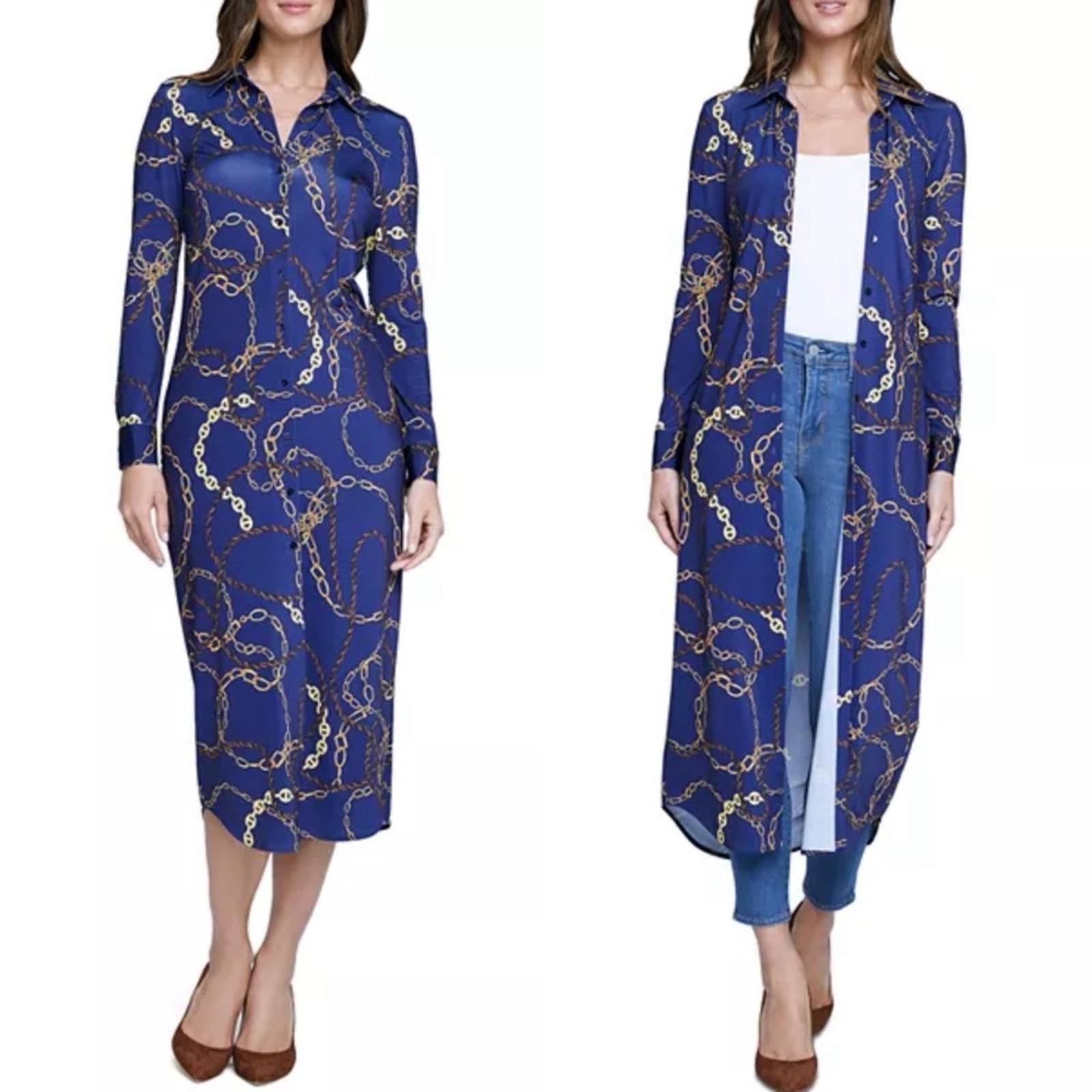 L’Agence Raelynn Shirt Dress in Indigo Gold, NWT, Size XS