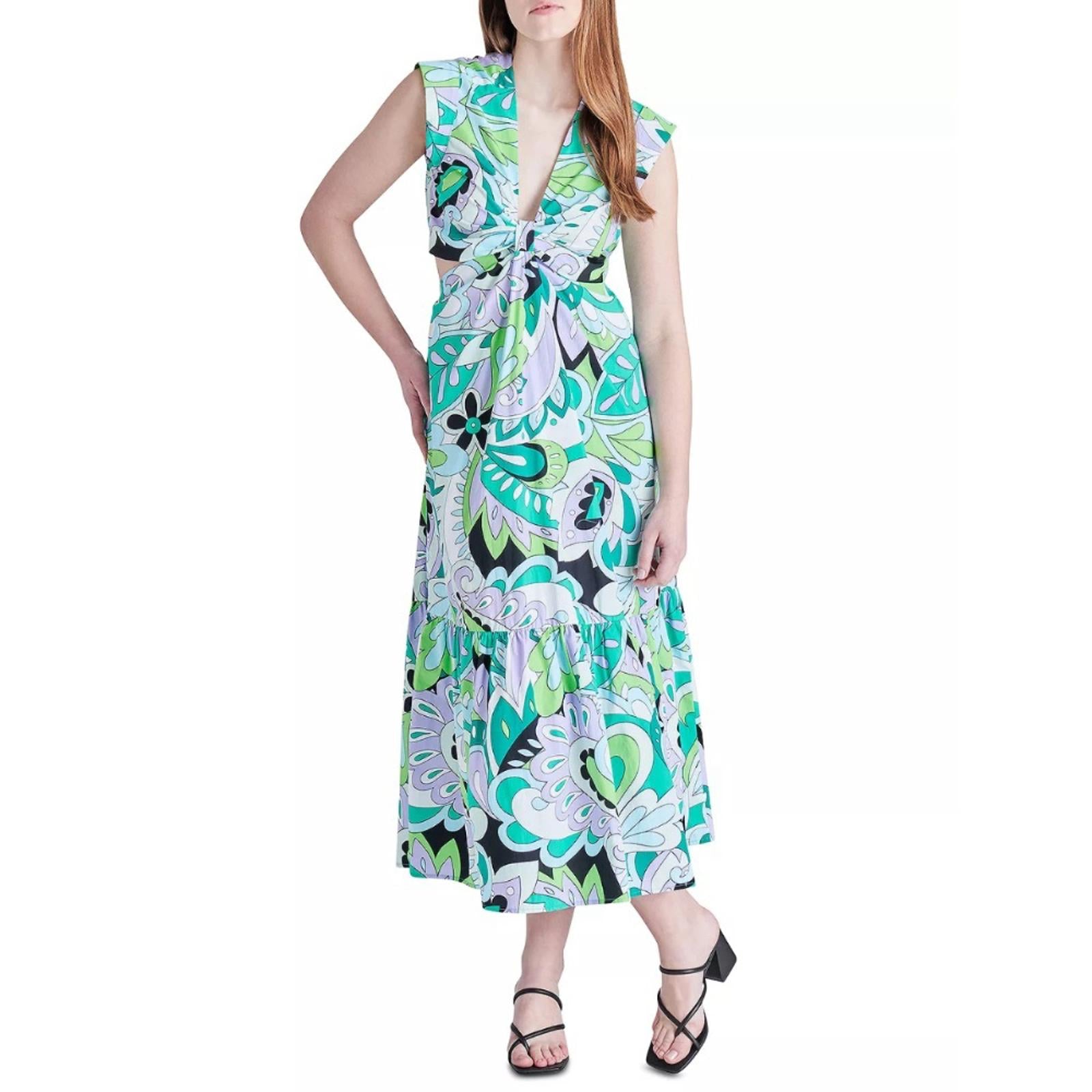 Steve Madden Amanda Cutout Midi Dress, Multi Size XS New w/Tag in Packaging