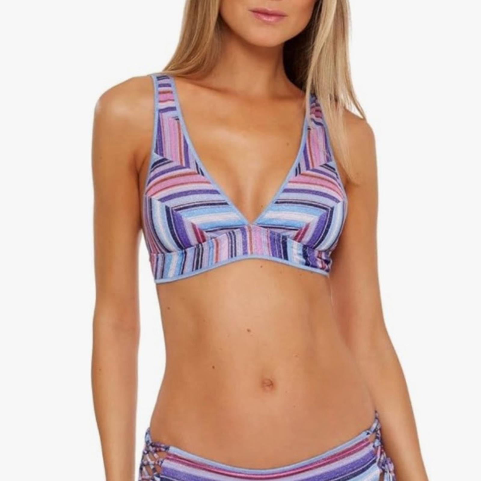 BECCA Metallic Bikini Swim Top w/Removable Cups in Purple Size M NEW w/Tag