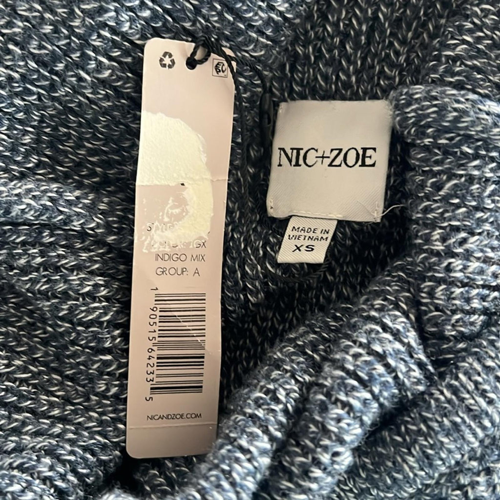 NIC+ZOE Bundle Up Cowlneck Sweater in Indigo Size XS New w/Tag Retail $148