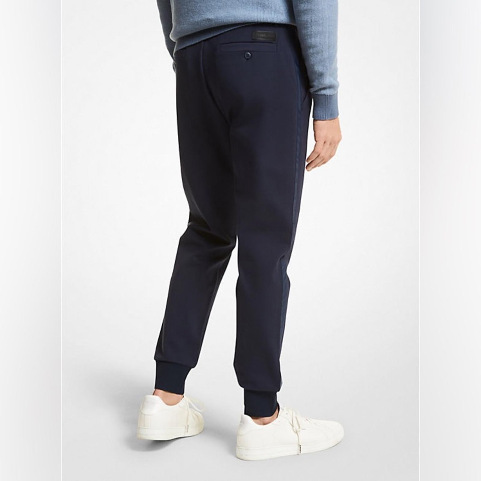 Michael Kors Mixed Media Track Pants in Midnight Blue, NWT, Size L