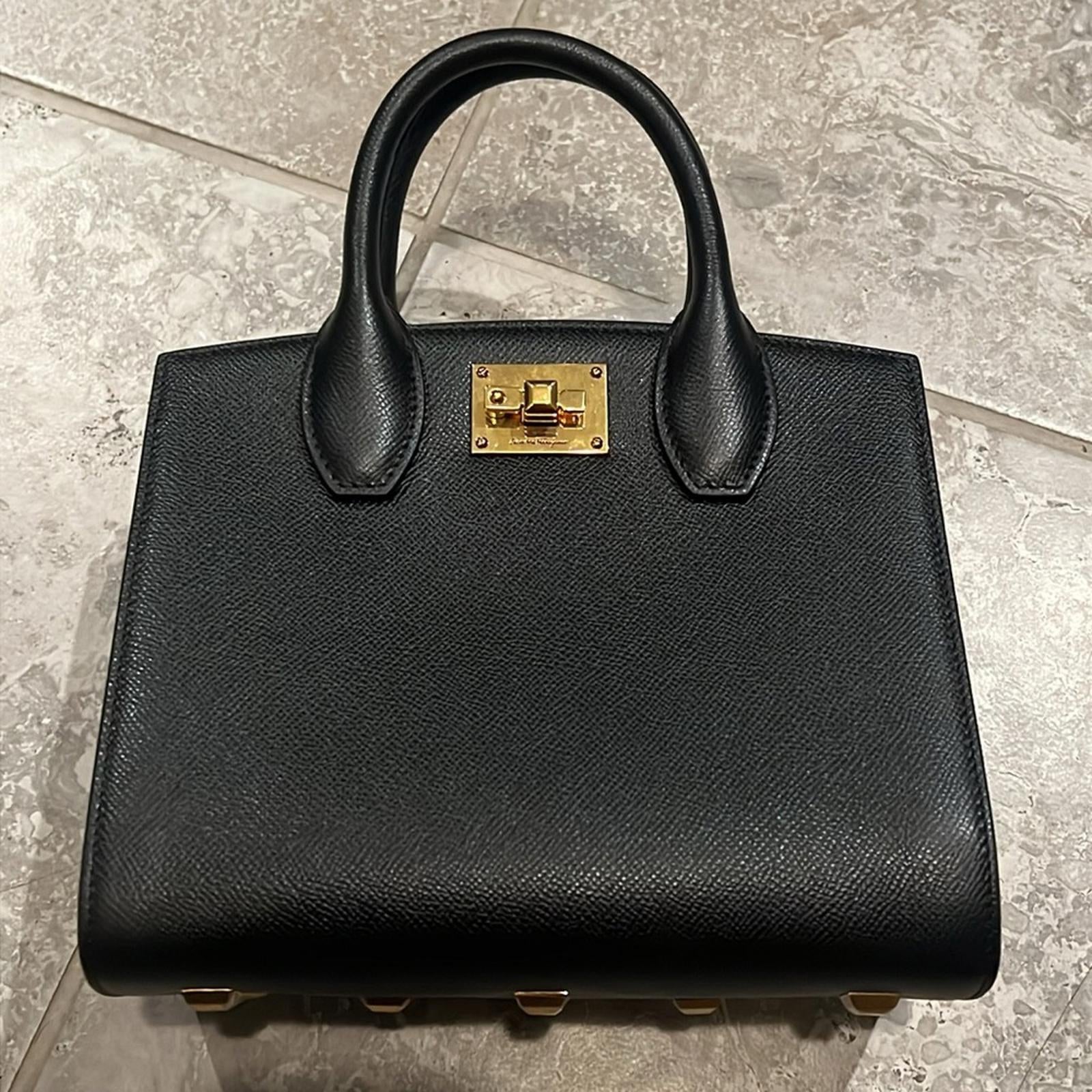 Salvatore Ferragamo Studio Box Bag in Black NEW with Tag