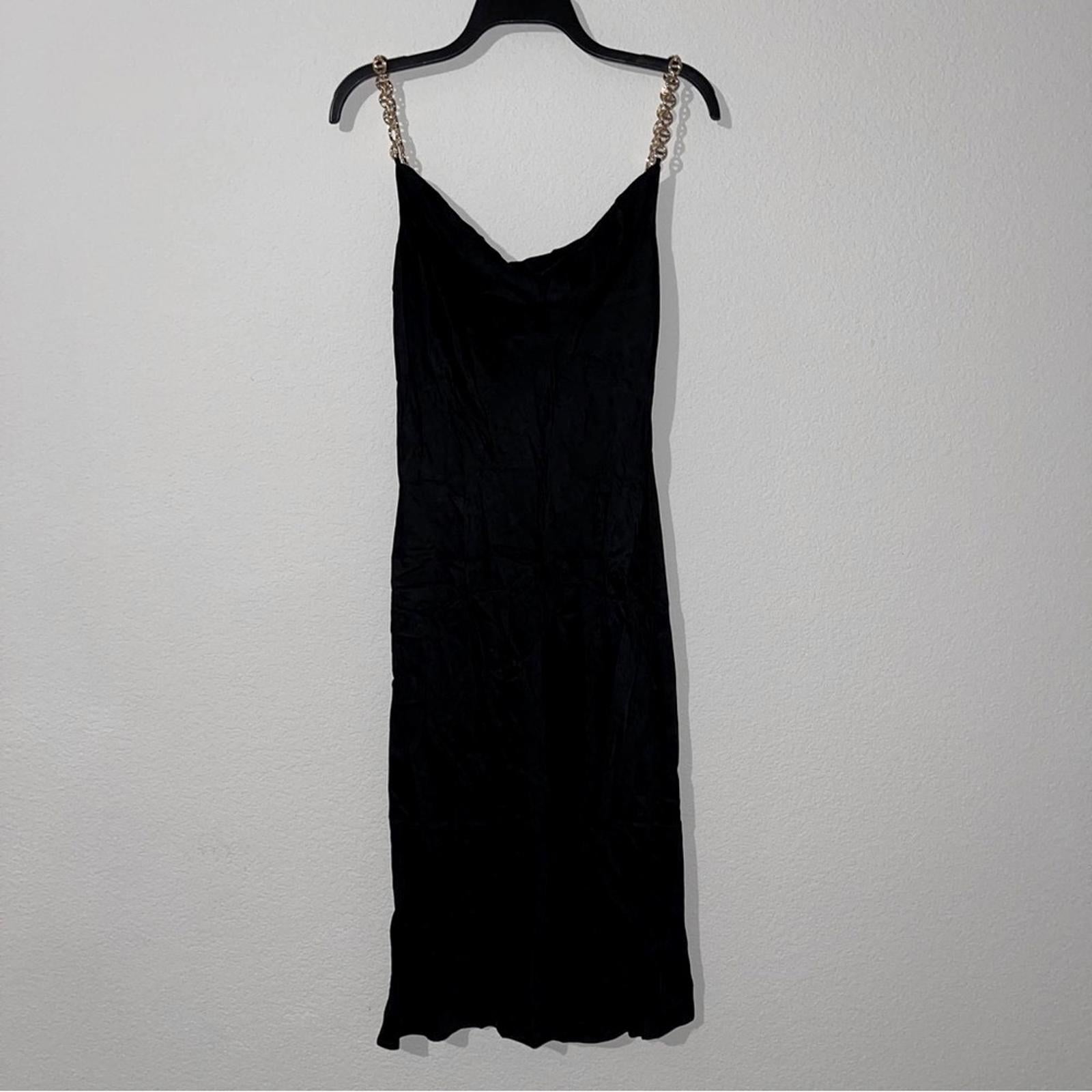 L'AGENCE Amina Cowl Neck Chain Strap Dress in Black, Size 2 NEW w/Tag $395