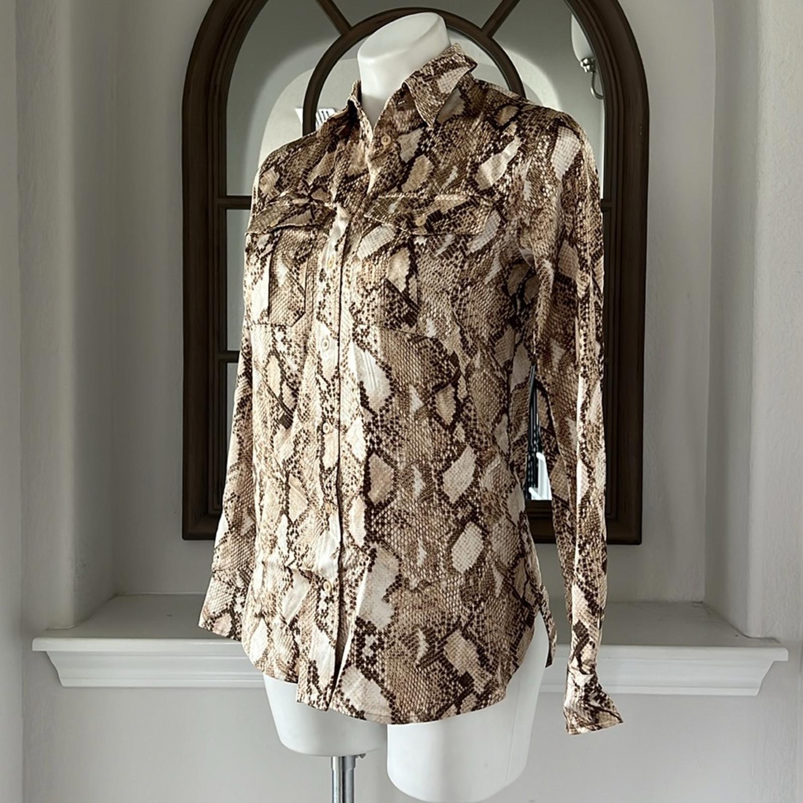 Lauren Ralph Lauren Snake Print Collar Blouse, Size XS New w/Tag Retail $155