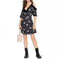 Ted Baker Leilia Floral Cold-Shoulder Mini Dress in Black, Size 2 – NWT