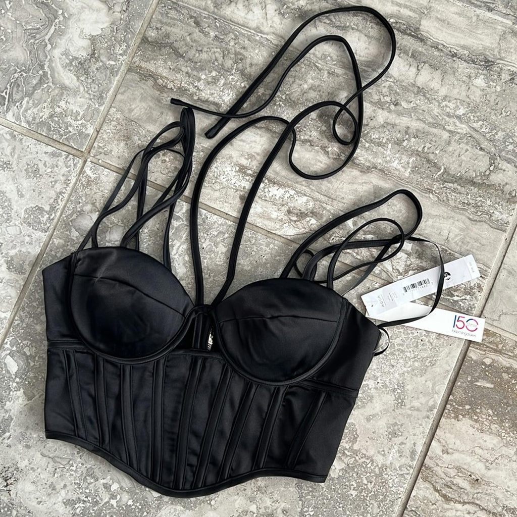 New AQUA x Maeve Reilly Halter Bustier Top, Size XS New w/Tag Retail $78