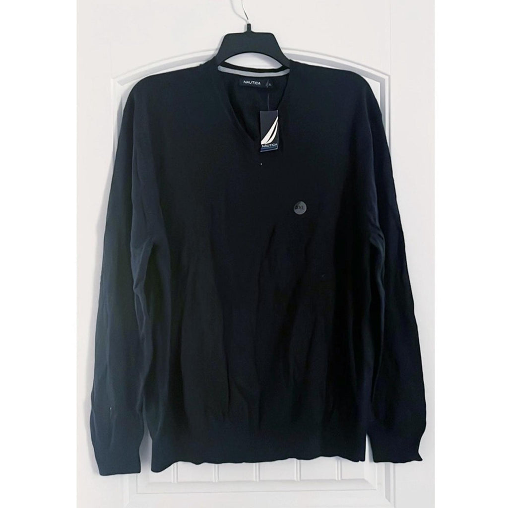 Nautica Cotton V-Neck Sweater in Navy Blue, Size 3XL NEW with Tag