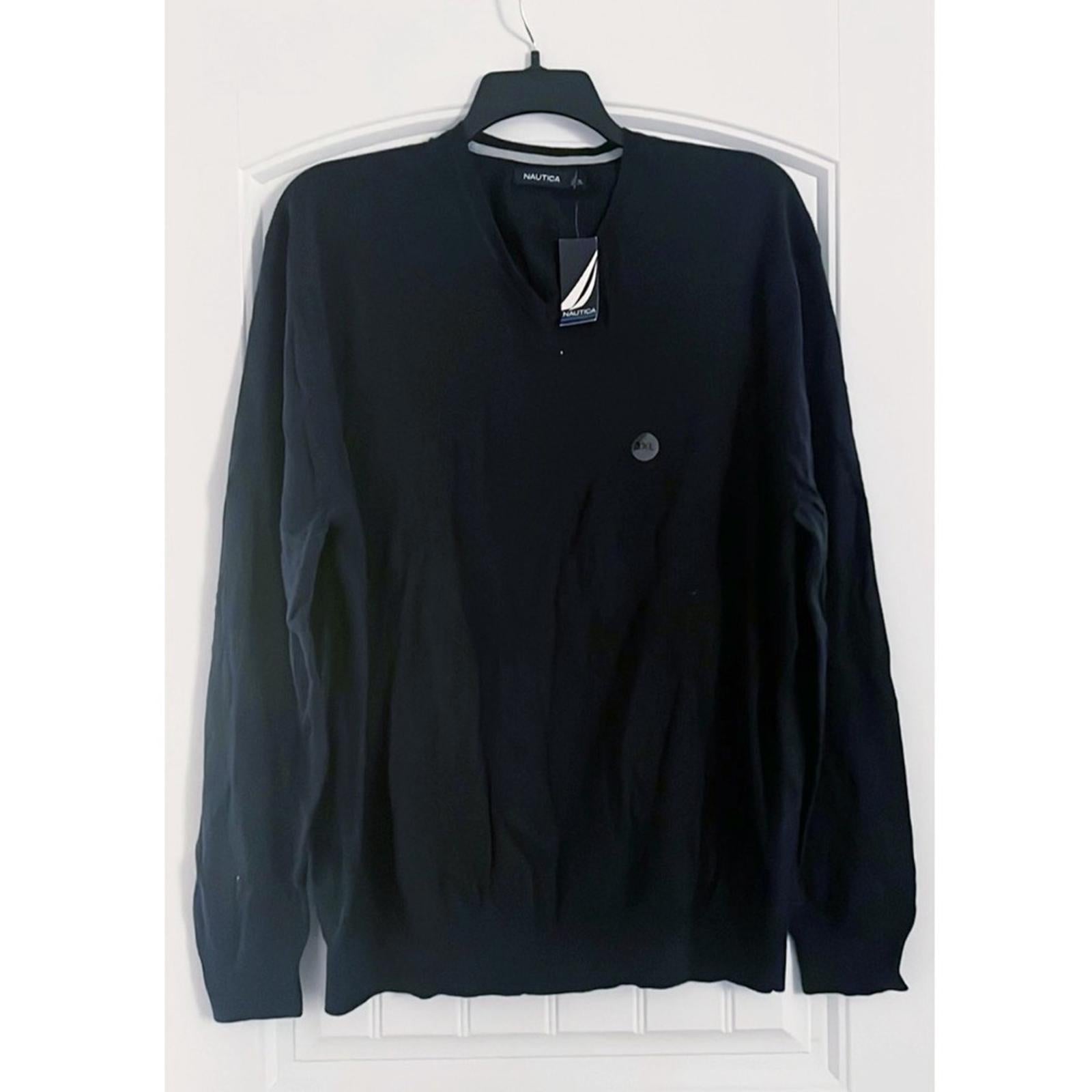 Nautica Cotton V-Neck Sweater in Navy Blue, Size 3XL NEW with Tag
