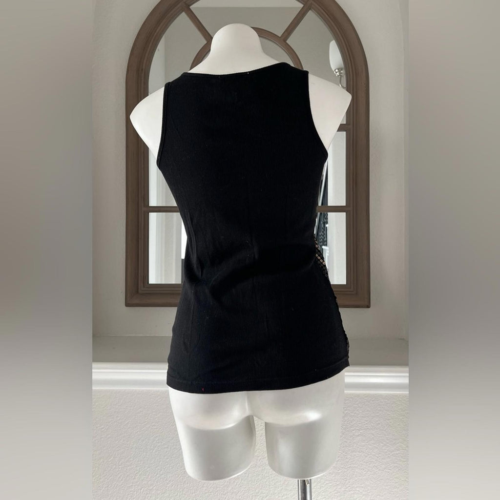 Romeo & Juliet Black Tank Top! w/Gold Sequins Size L