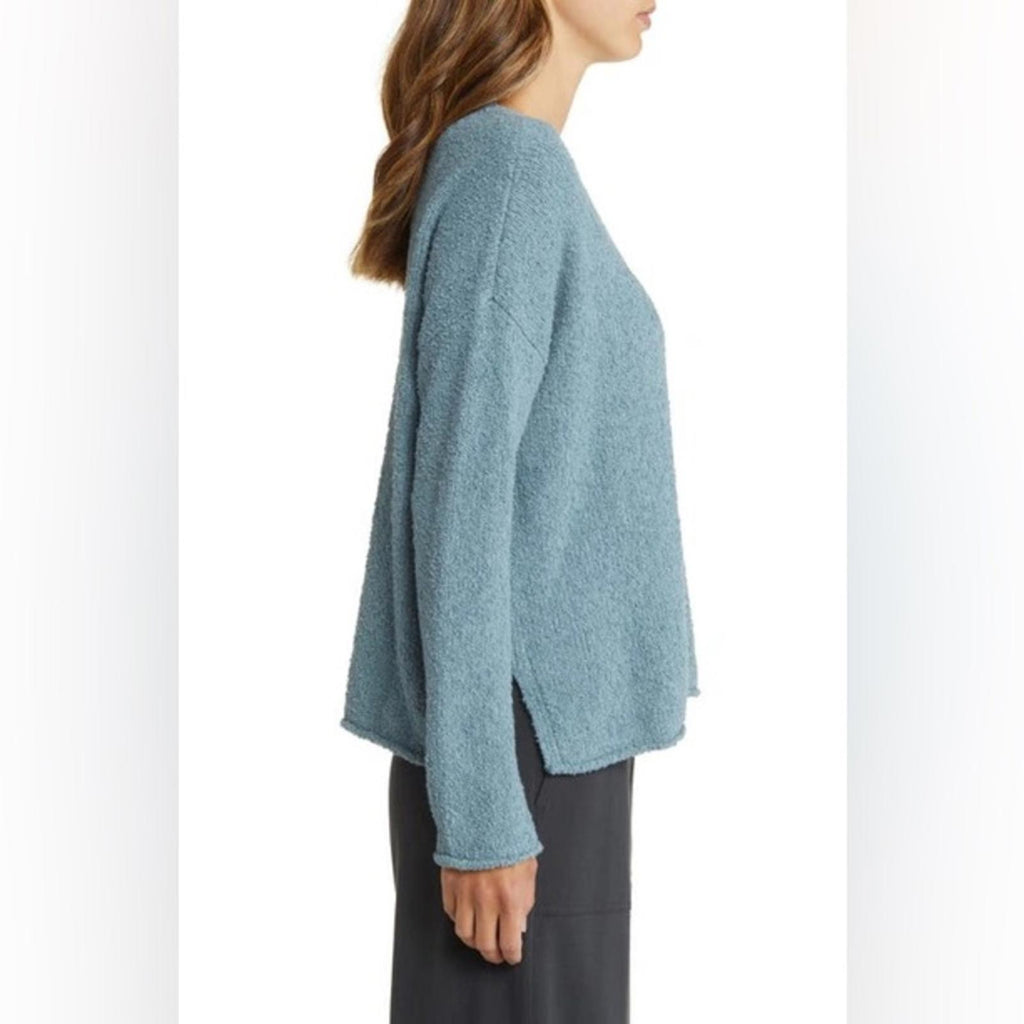 Eileen Fisher Organic Cotton Blend Sweater in Blue Steel, Very Soft, Size 1X NEW