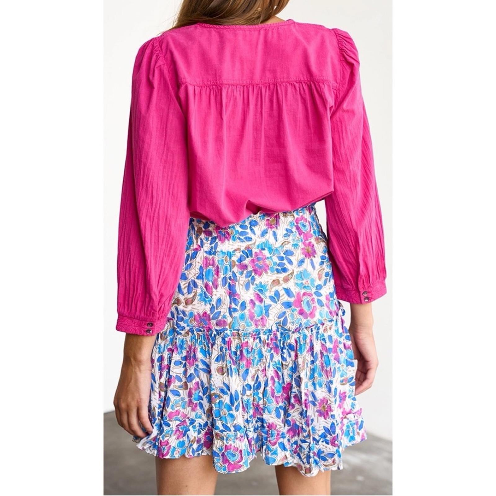 Ba&Sh ILO Hot Pink Fuchsia Embroidered Babydoll
Pullover Blouse Size M New w/Tag