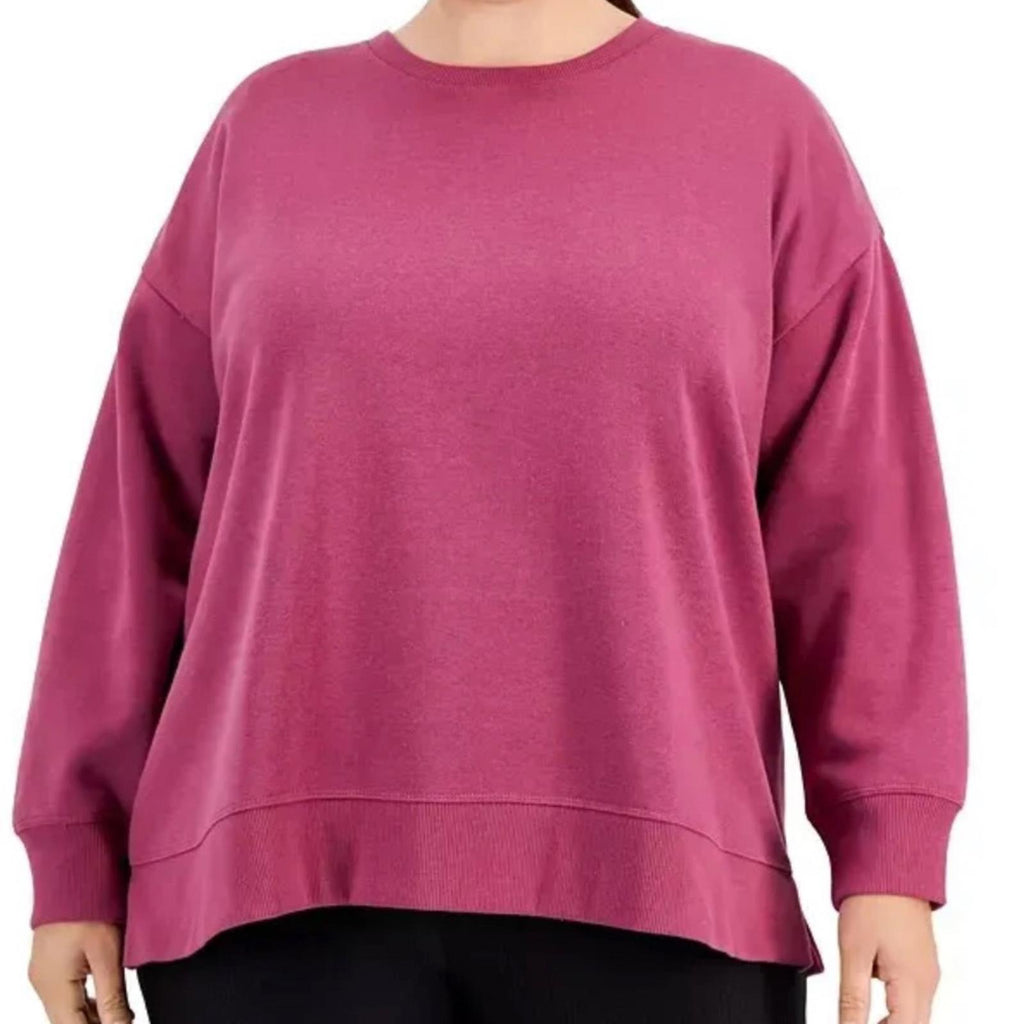 ID Solid Crewneck Fleece Sweatshirt, Violet Quartz Plus Size 2X New w/Tag