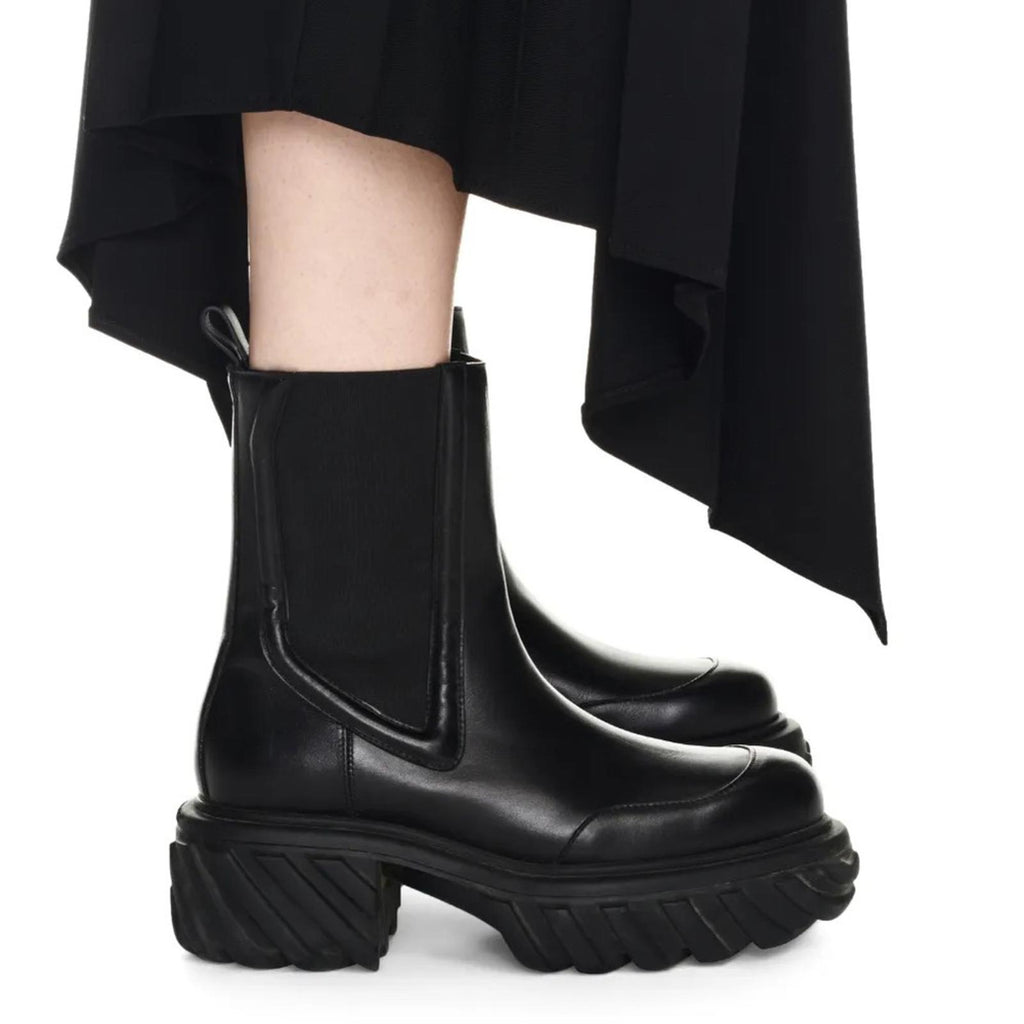 Off-White Black Tractor Motor Leather Boots, NWT, Size 38