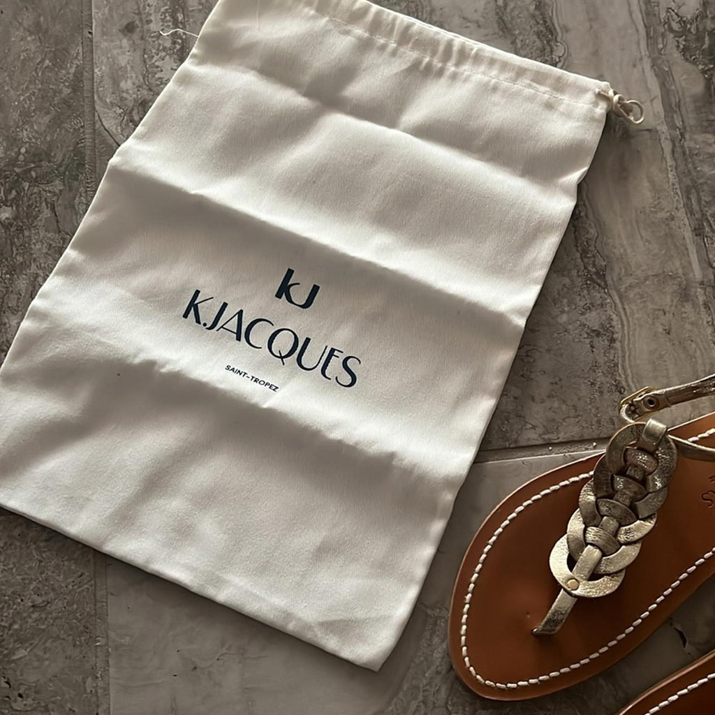 K.Jacques Lemovis Woven Strap Thong Sandals, Champagne Size 36 New + DustBag