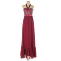 Altar’d State Tiered Halter Maxi Dress with Sequin Detail Ruby Red, NWT, Size L