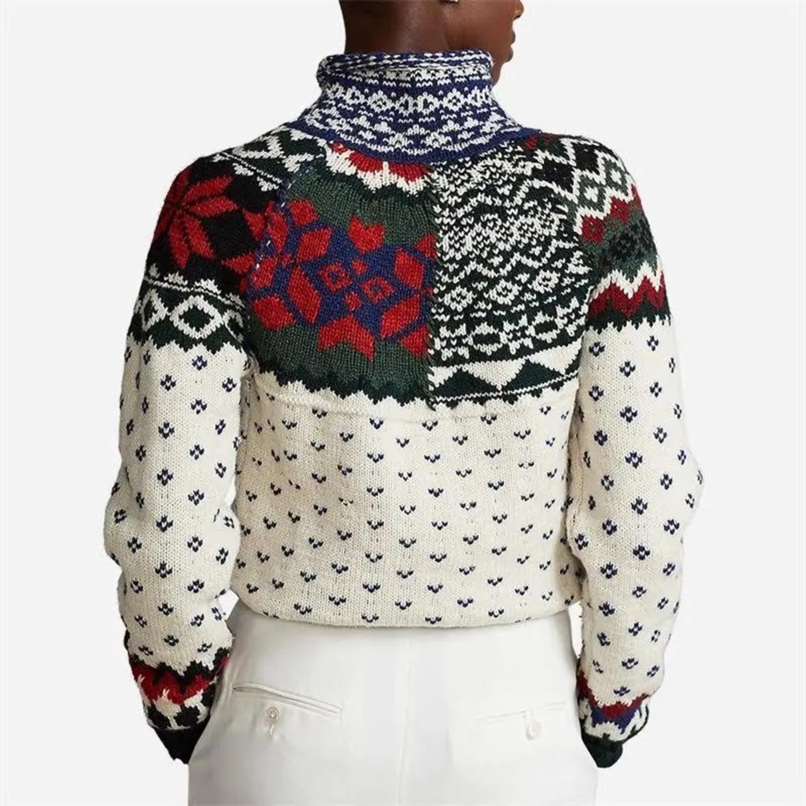 Polo by Ralph Lauren Mixed Print Turtleneck Sweater, Size XS New w/Tag