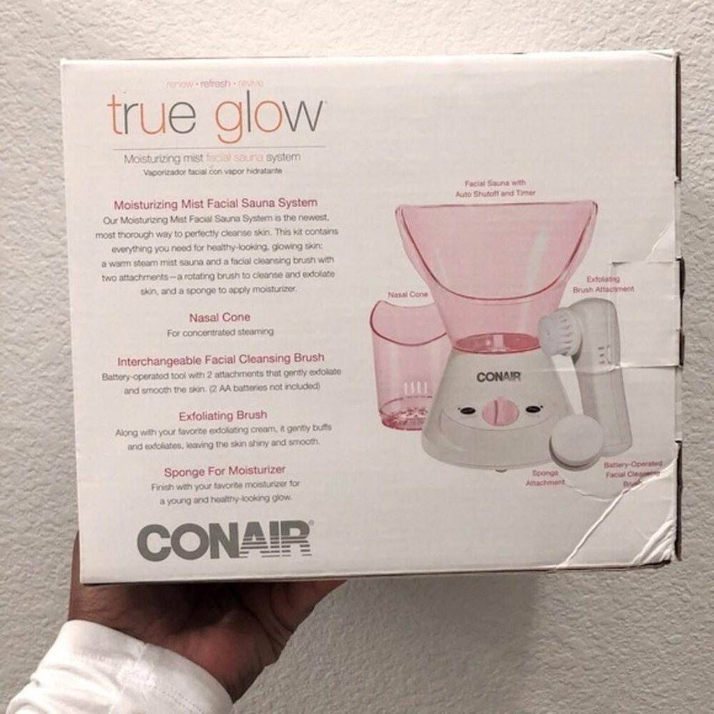 NEW Conair Warm Steam Facial Sauna with Facial Brush in Pink/White - New in Box
