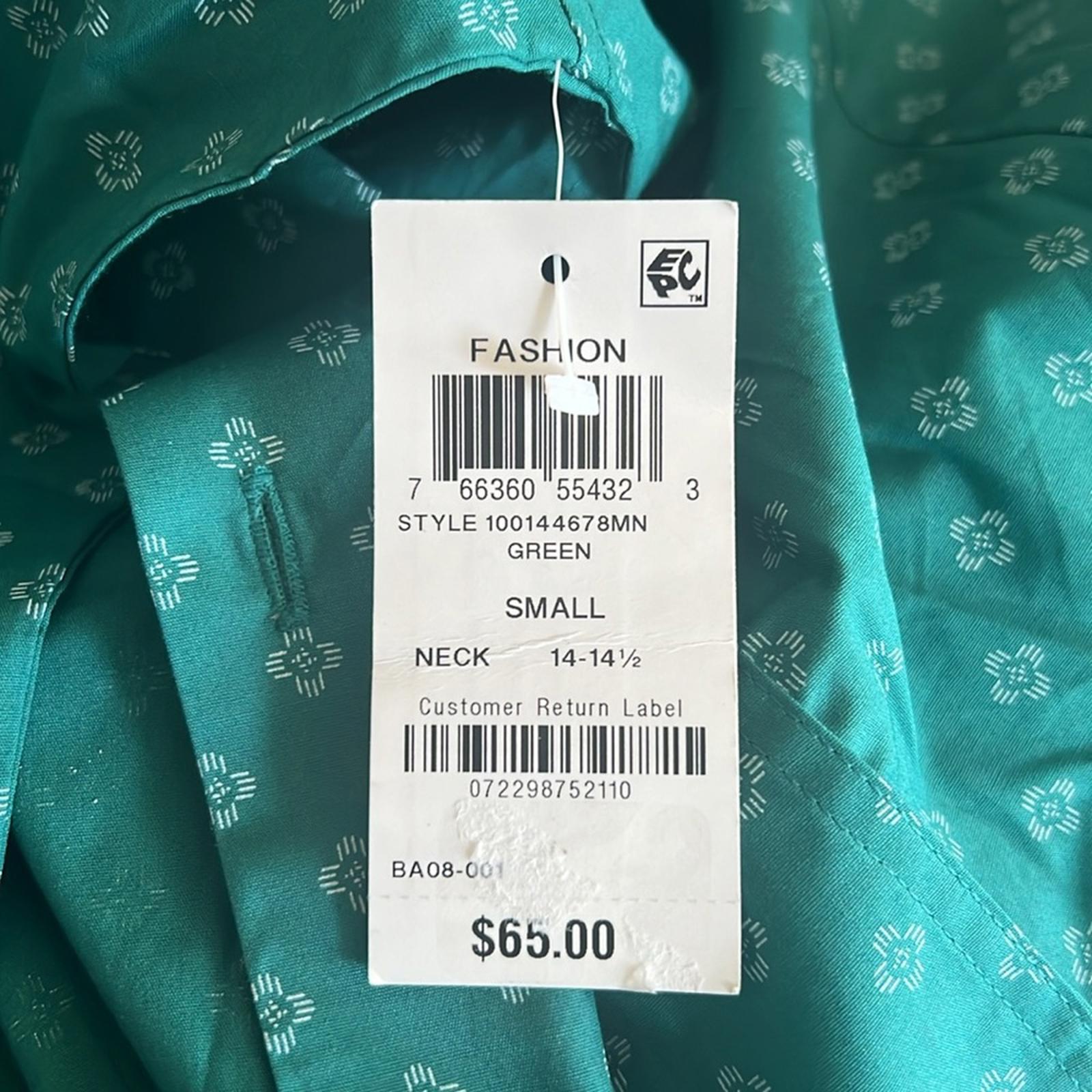 BarIII Medallion Organic Cotton Dress Shirt Slim Fit Stretch Size S(14-14.5) NWT