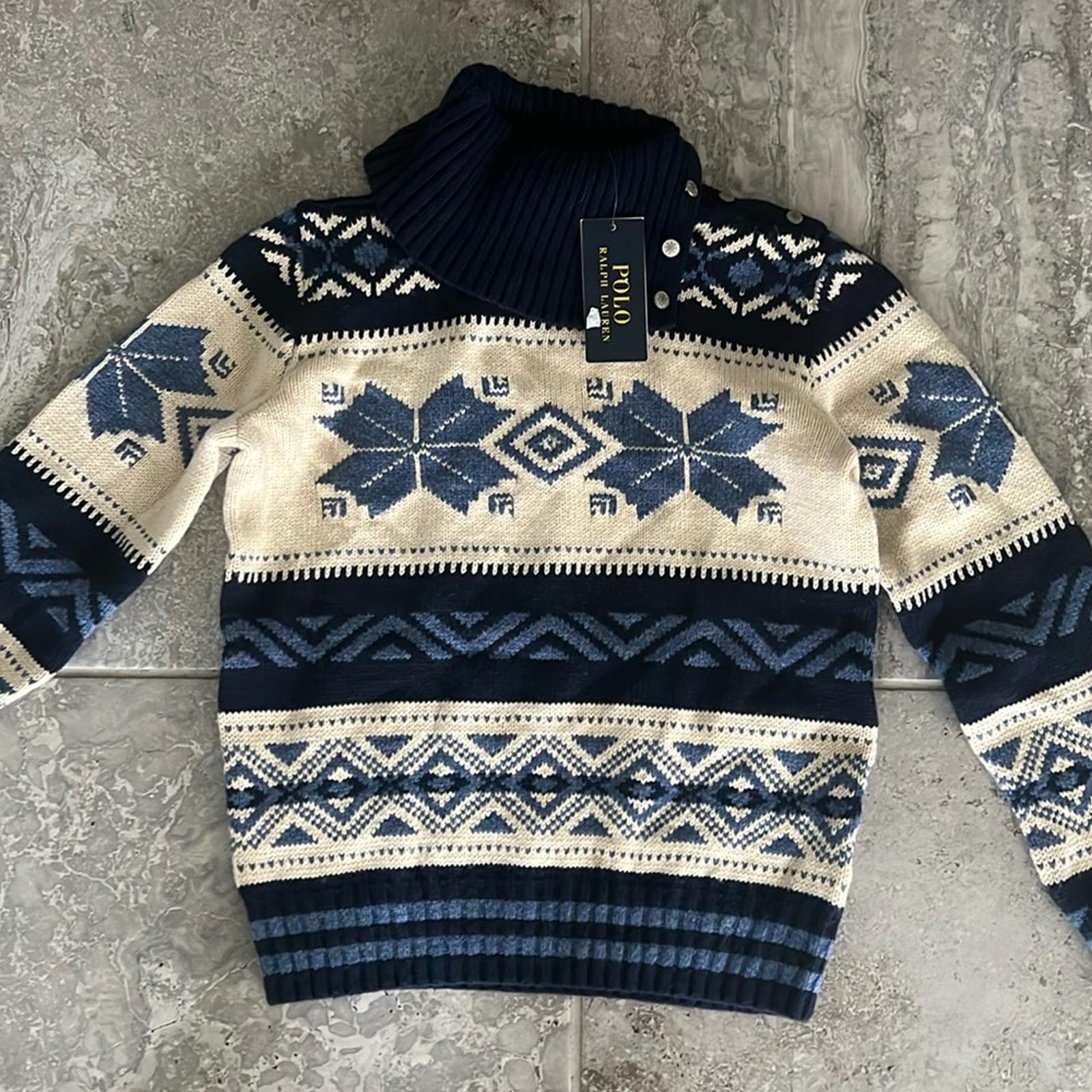 Polo Ralph Lauren Fair Isle Wool-Blend Turtleneck Sweater, Size L(12-14) NWT