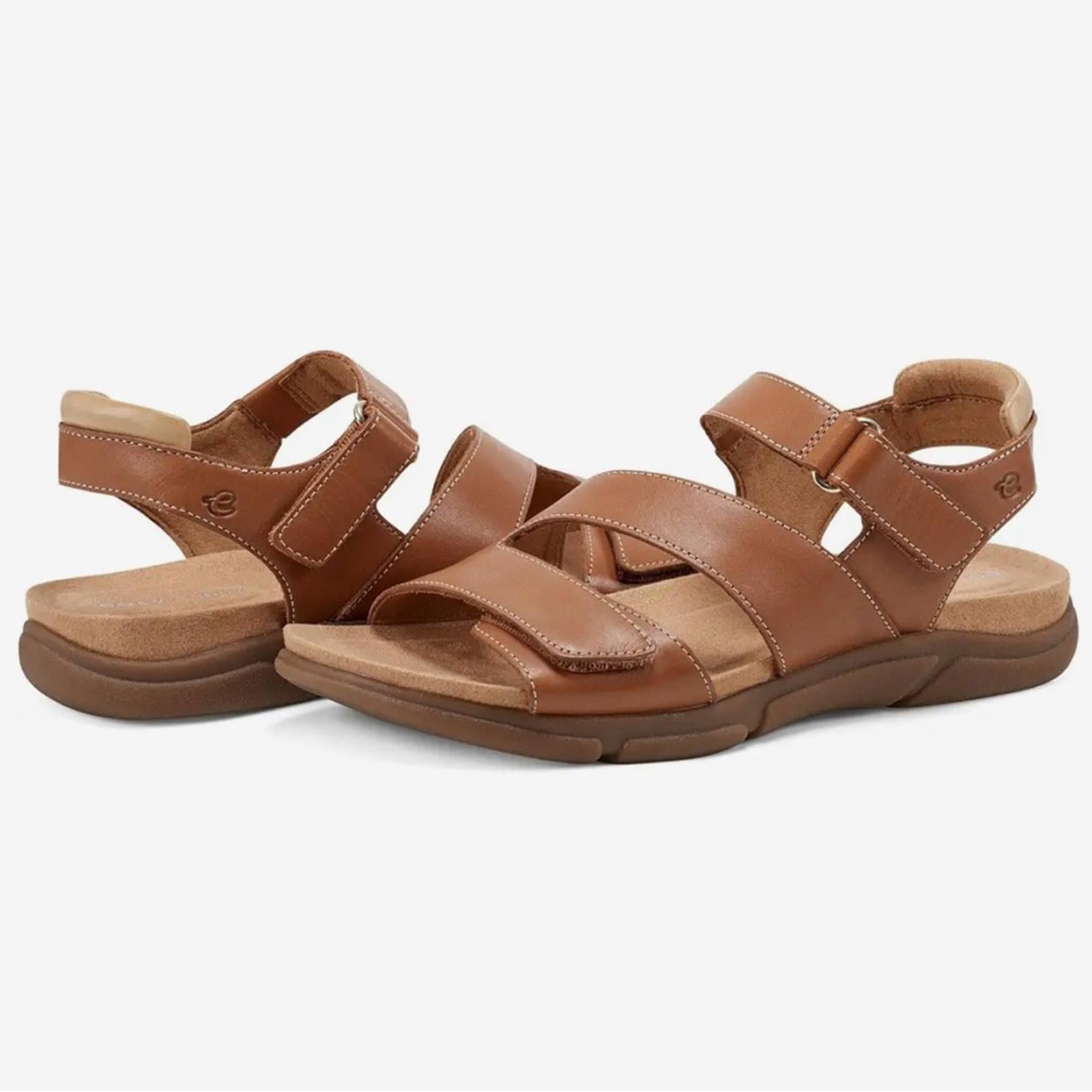 NEW Easy Spirit Mavey Medium Brown Leather Sandals, Size 7, New in Box