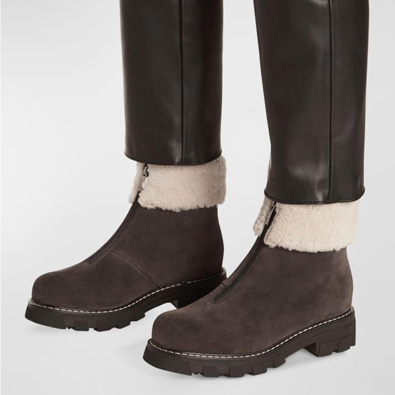 La Canadienne Abba Suede Shearling Waterproof, Brown Size 5M NEW Retail $585