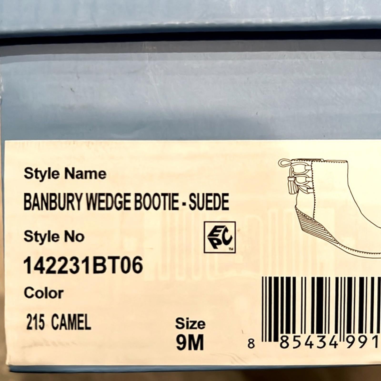Jack Rogers Banbury Suede Wedge Booties in Camel, Size 9 New in Box $178