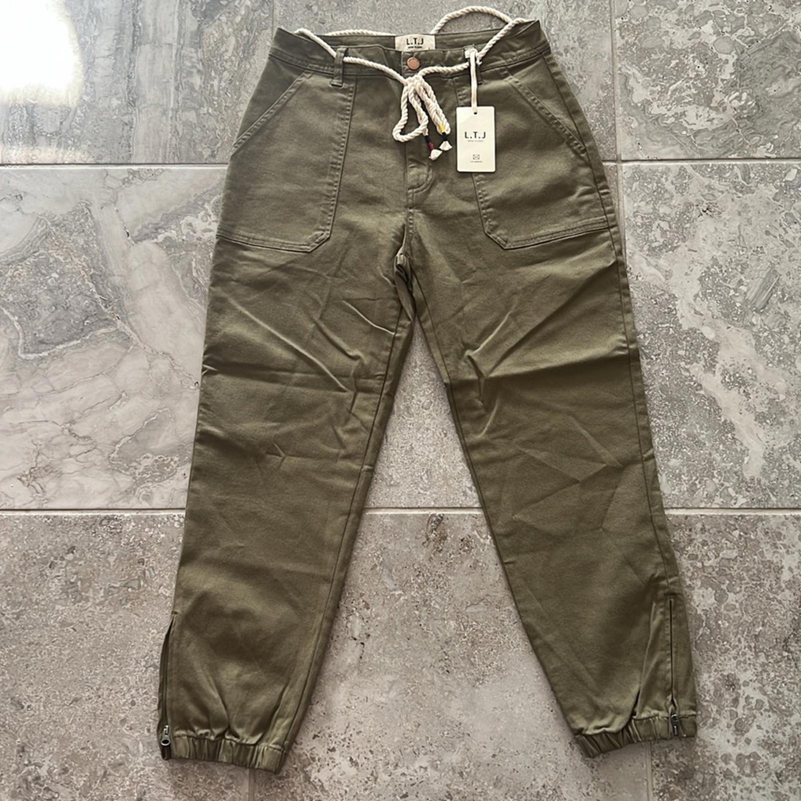 L.T.J Letter to Juliet Zip Cuff Utility Pants in Grey, Size L New w/Tag