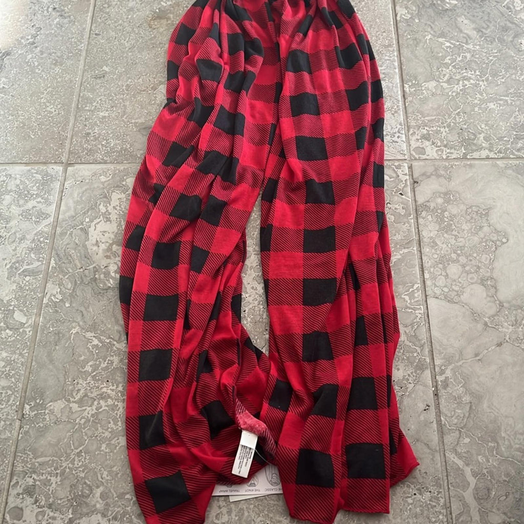 Jenni Buffalo Check Jersey Scarf w/Multiple Ways to Wear in  Black/Red, NWT