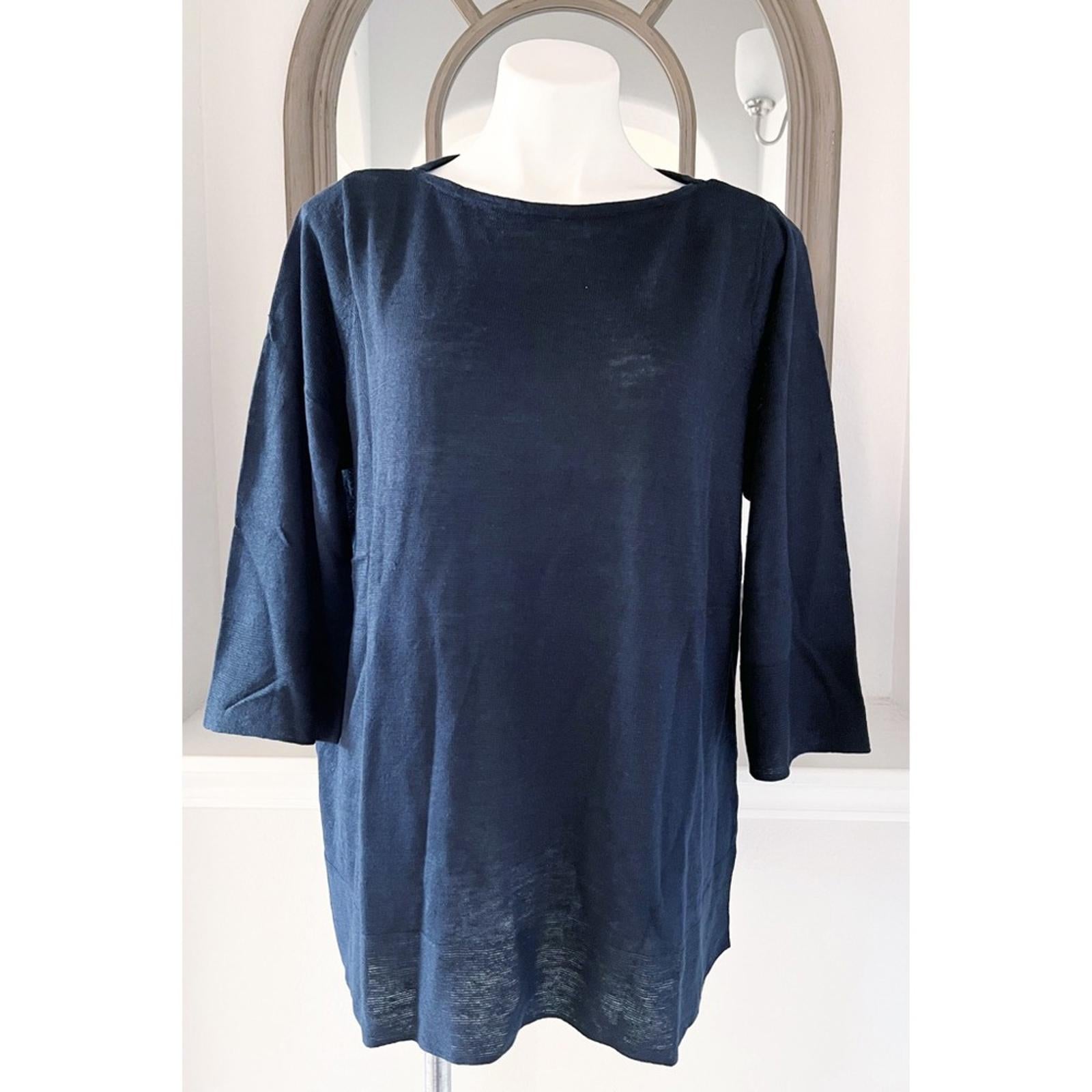 J.Jill Navy Linen Blend Knit Lightweight Sweater, Size 1X New w/Tag Retail $79