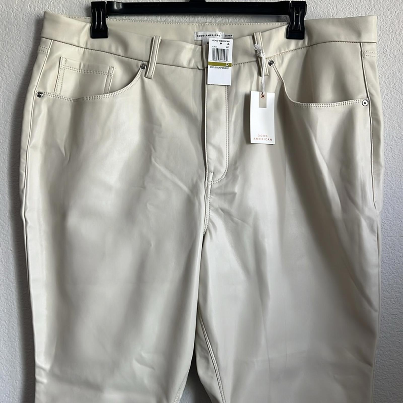 Good American Better Than Leather Mid Rise Cropped Mini Bootcut Jeans, Size 22