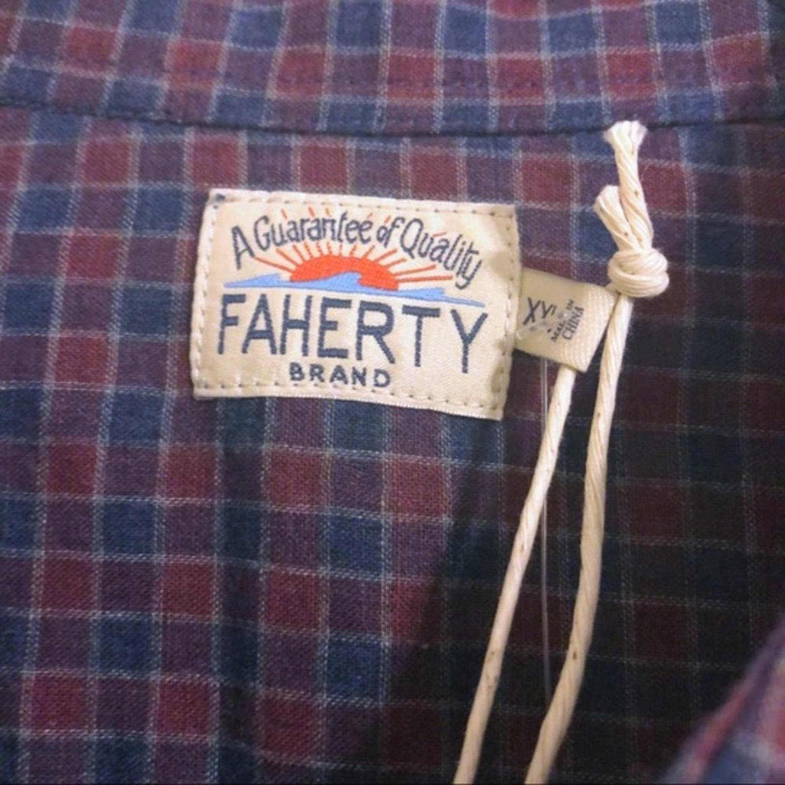 Faherty Double Cloth Wine Shadow Check Pacific Button Up Shirt Size XXL NEW
